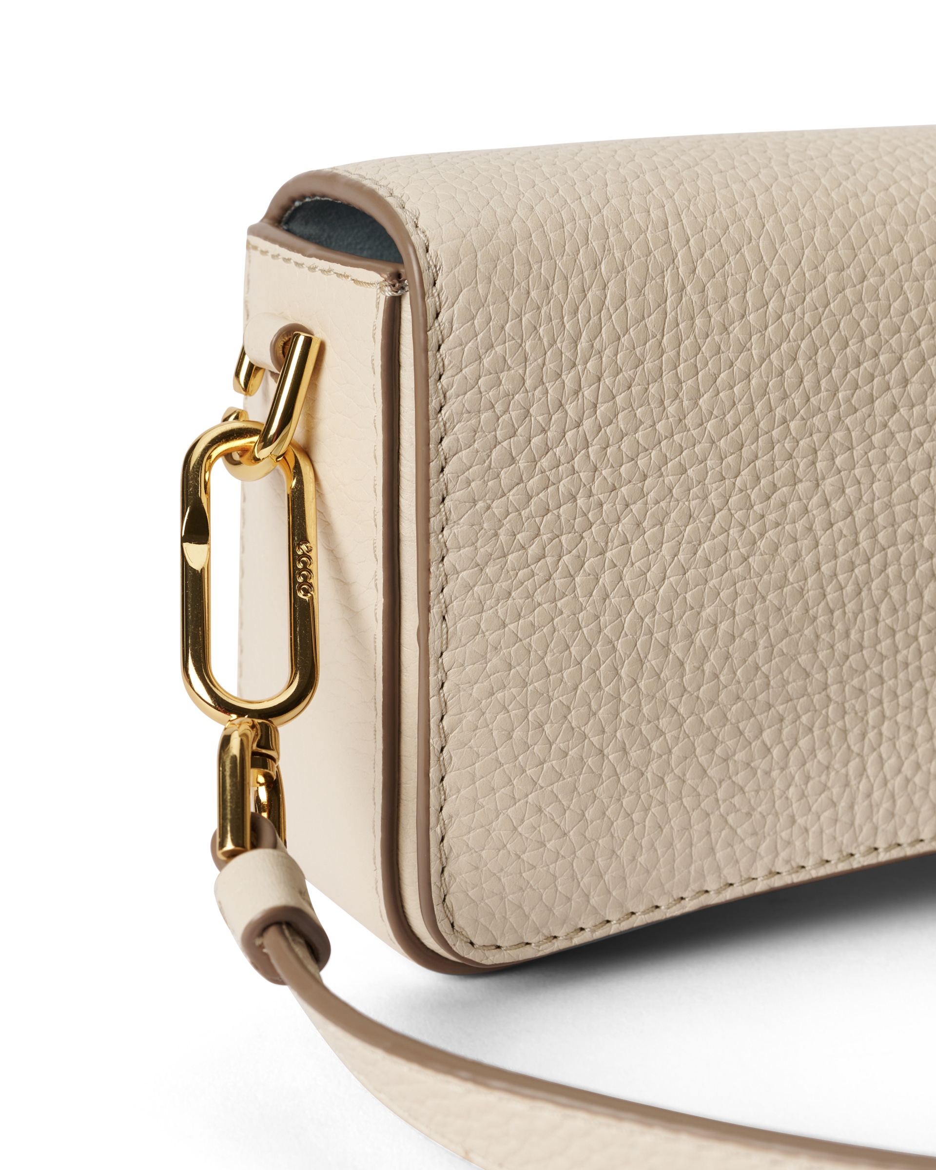 ECCO® Pinch Small Pebbled Leather Shoulder Bag - Beige - Detail-1