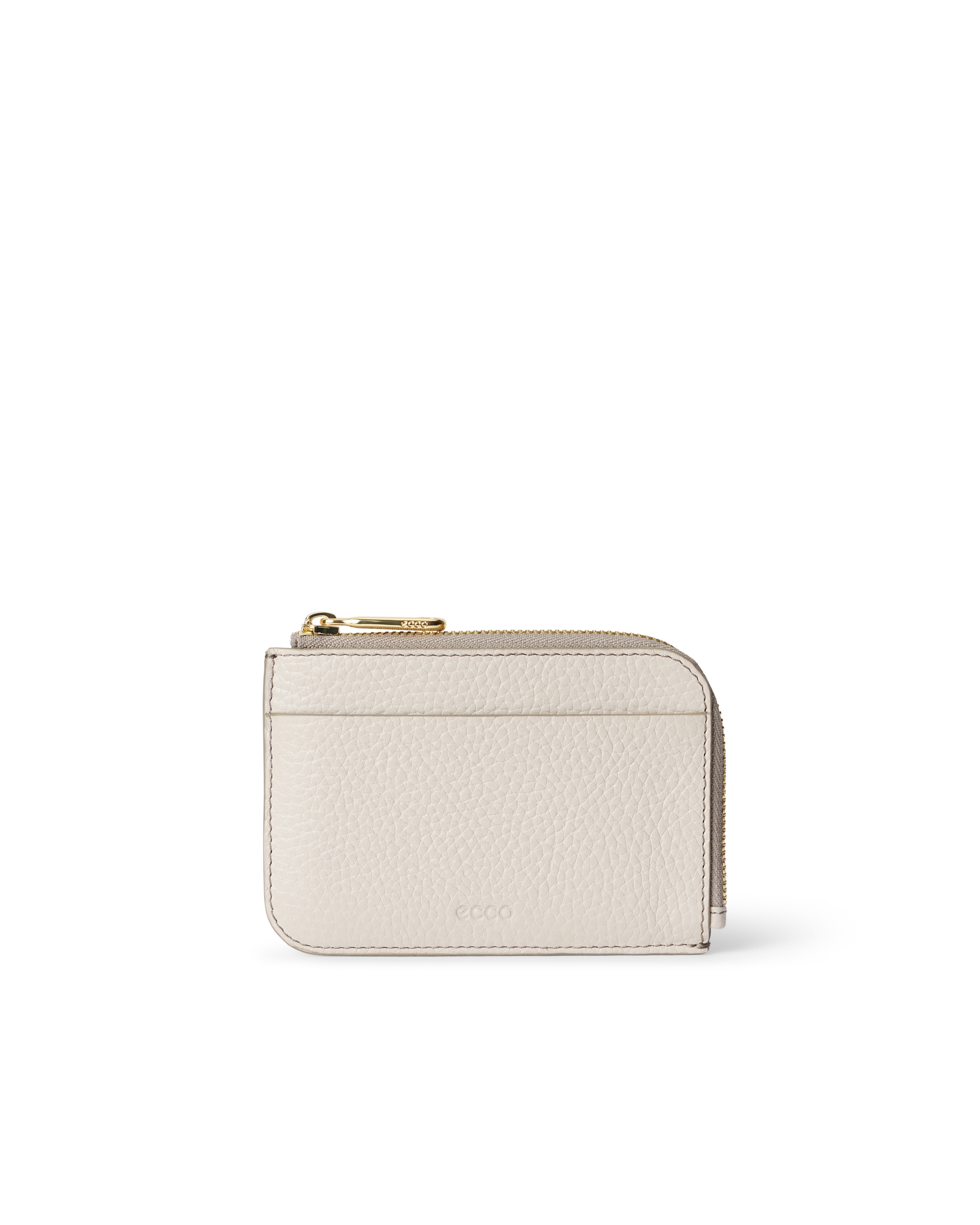 ECCO® Zipped Leather Card Case - Beige - Main