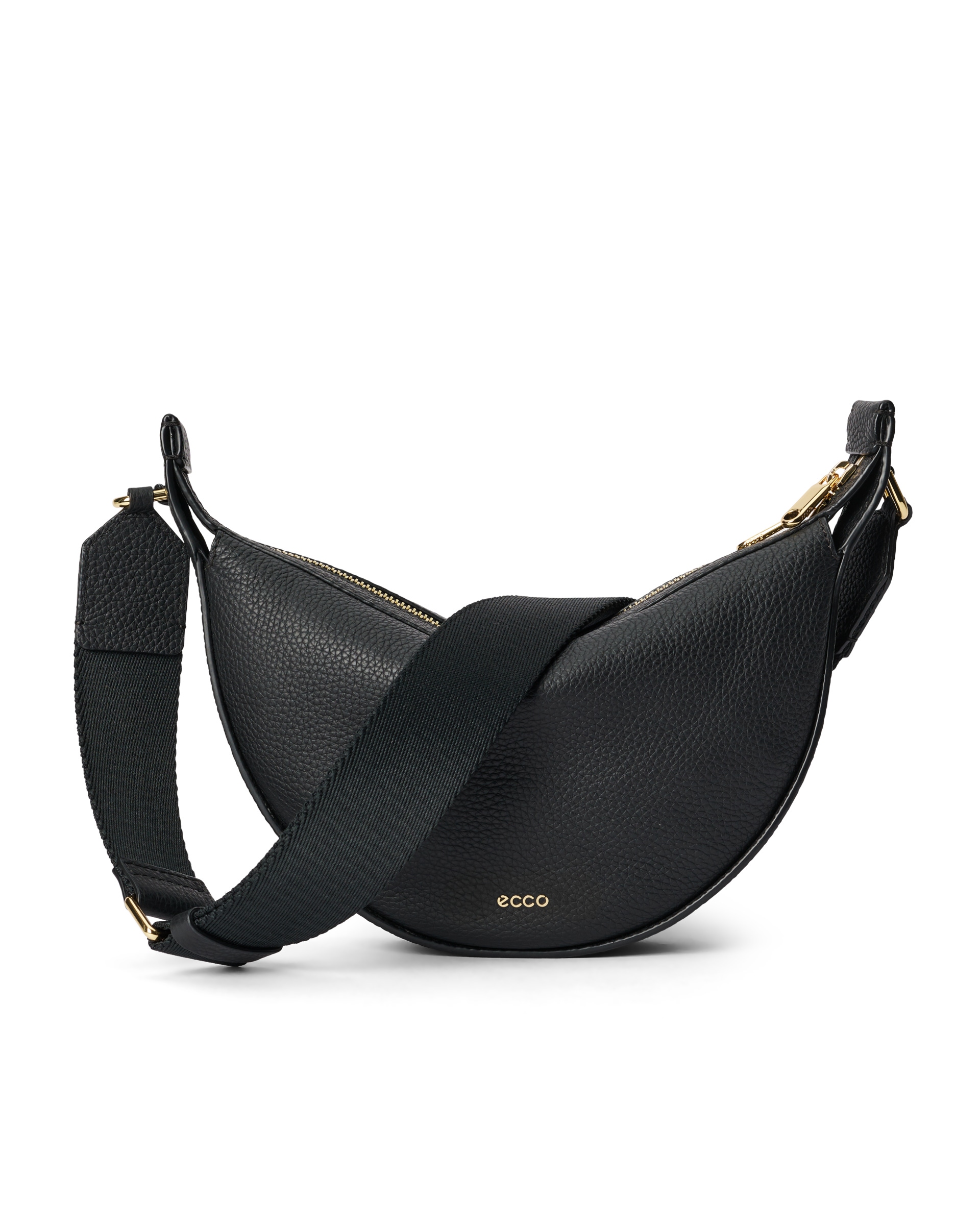 ECCO® Fortune Pebbled Leather Crossbody Bag - Black - Main
