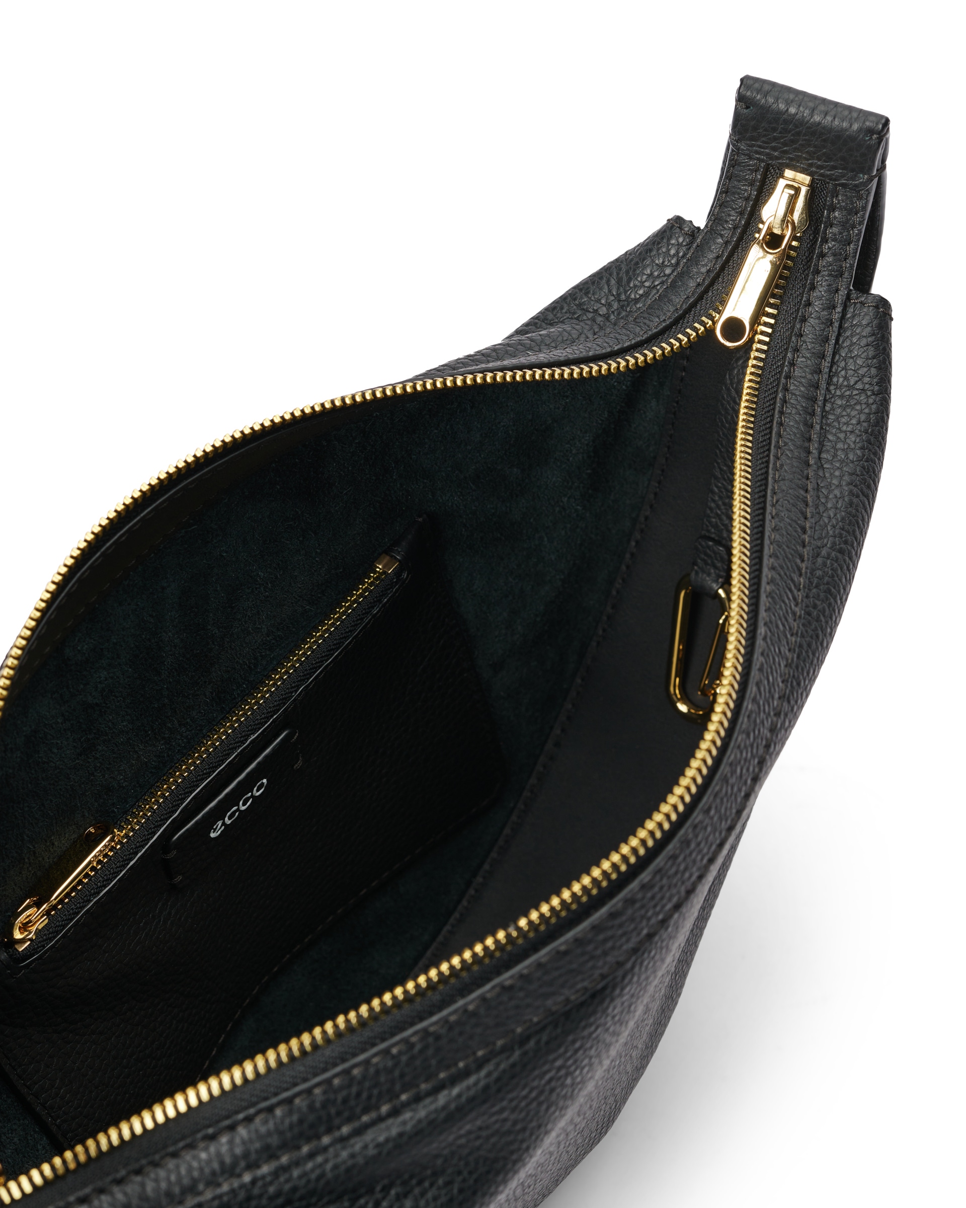 ECCOยฎ Fortune Soft Pebbled Leather Shoulder Bag - Black - Inside