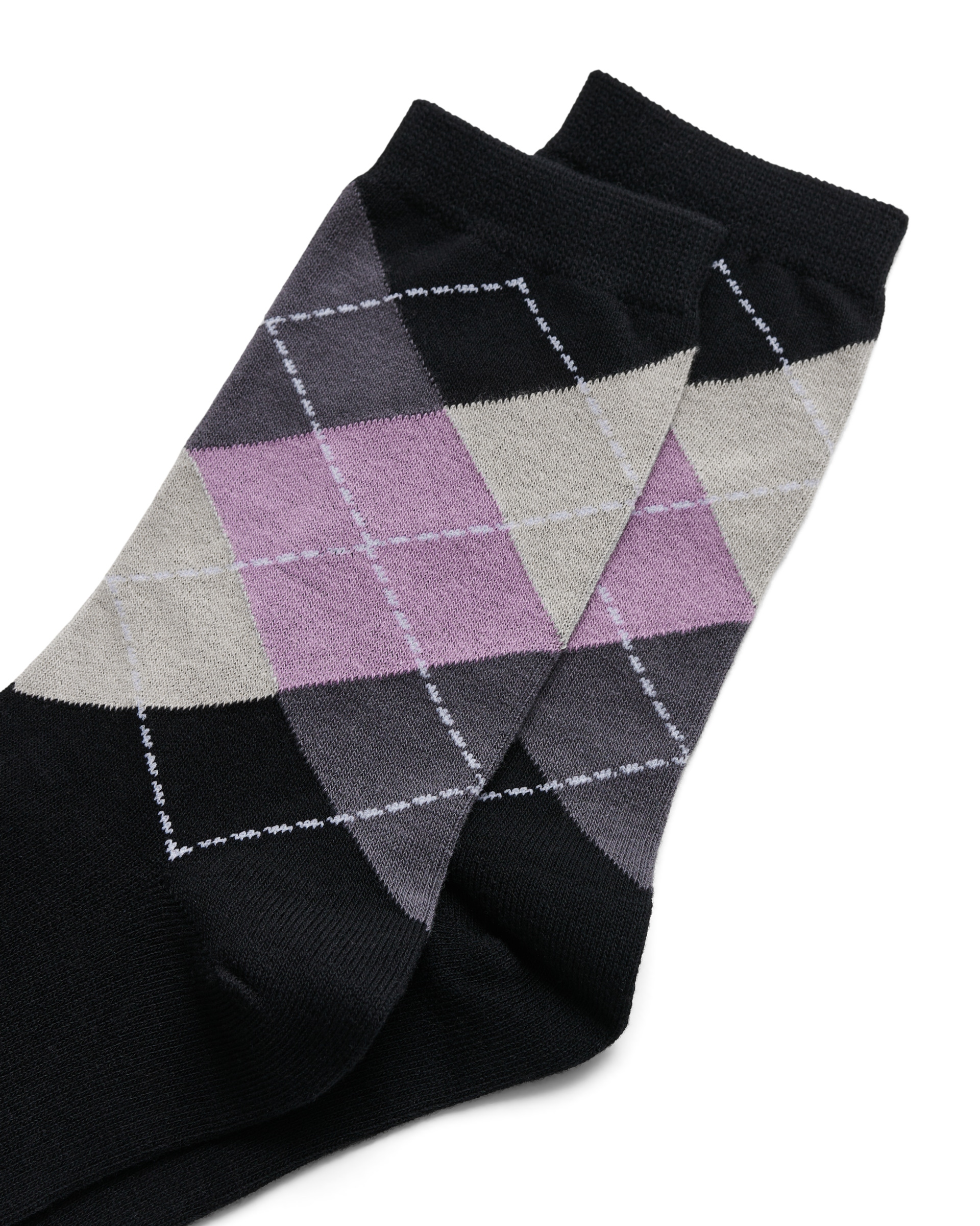 Women's ECCOยฎ Classic Harlequin Mid-Cut Socks - Black - Detail-1