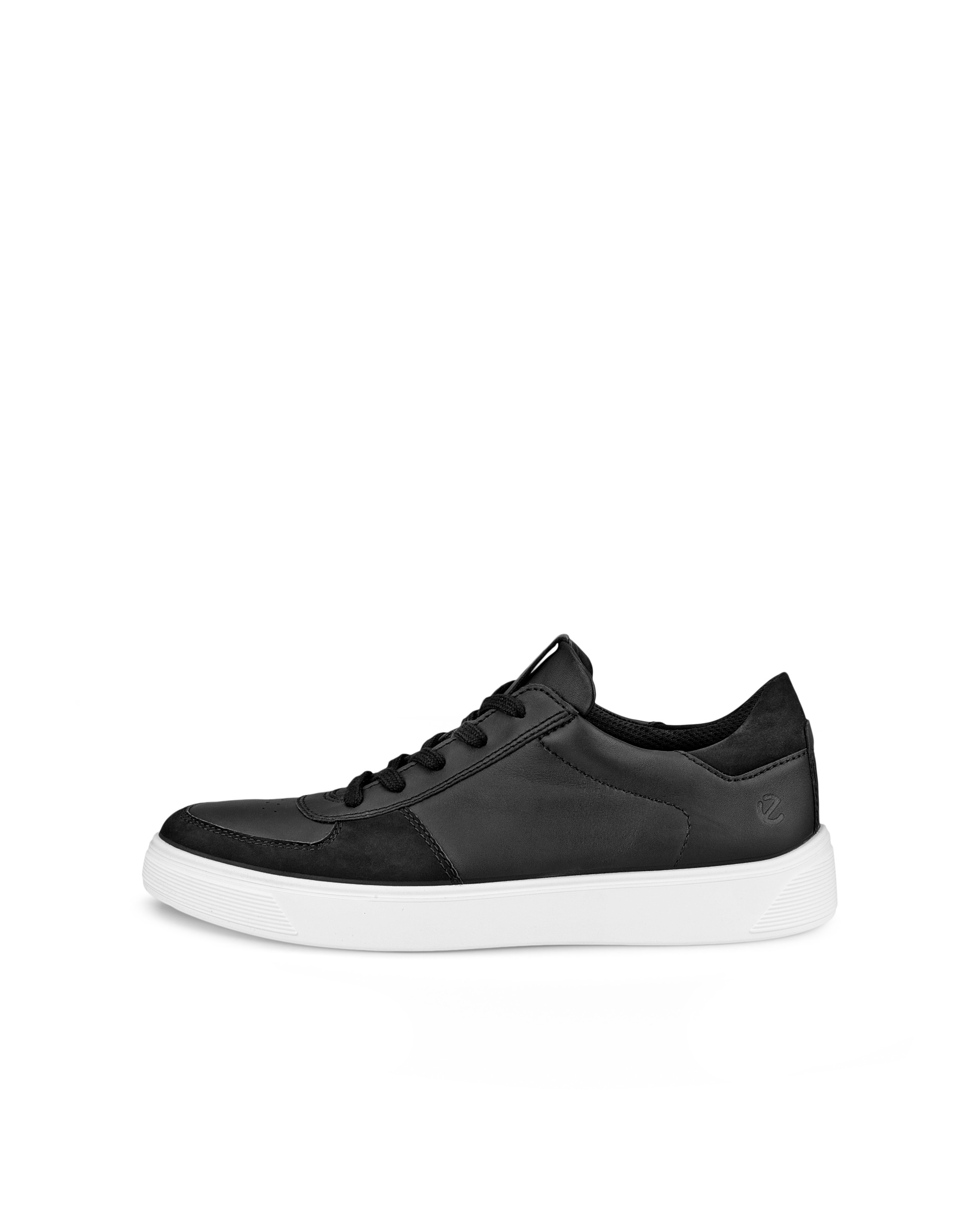 Men's ECCO® Street Tray Leather Sneaker - Black - Outside