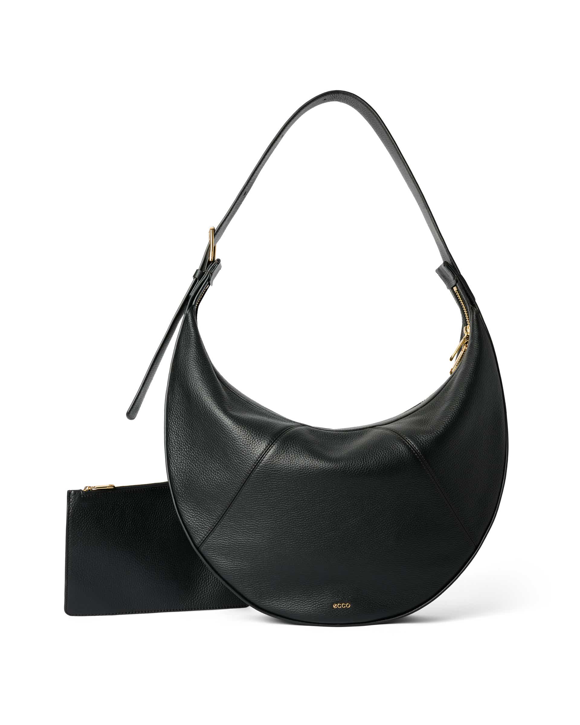 ECCO® Fortune Pebbled Leather Crossbody Bag - Black - Main