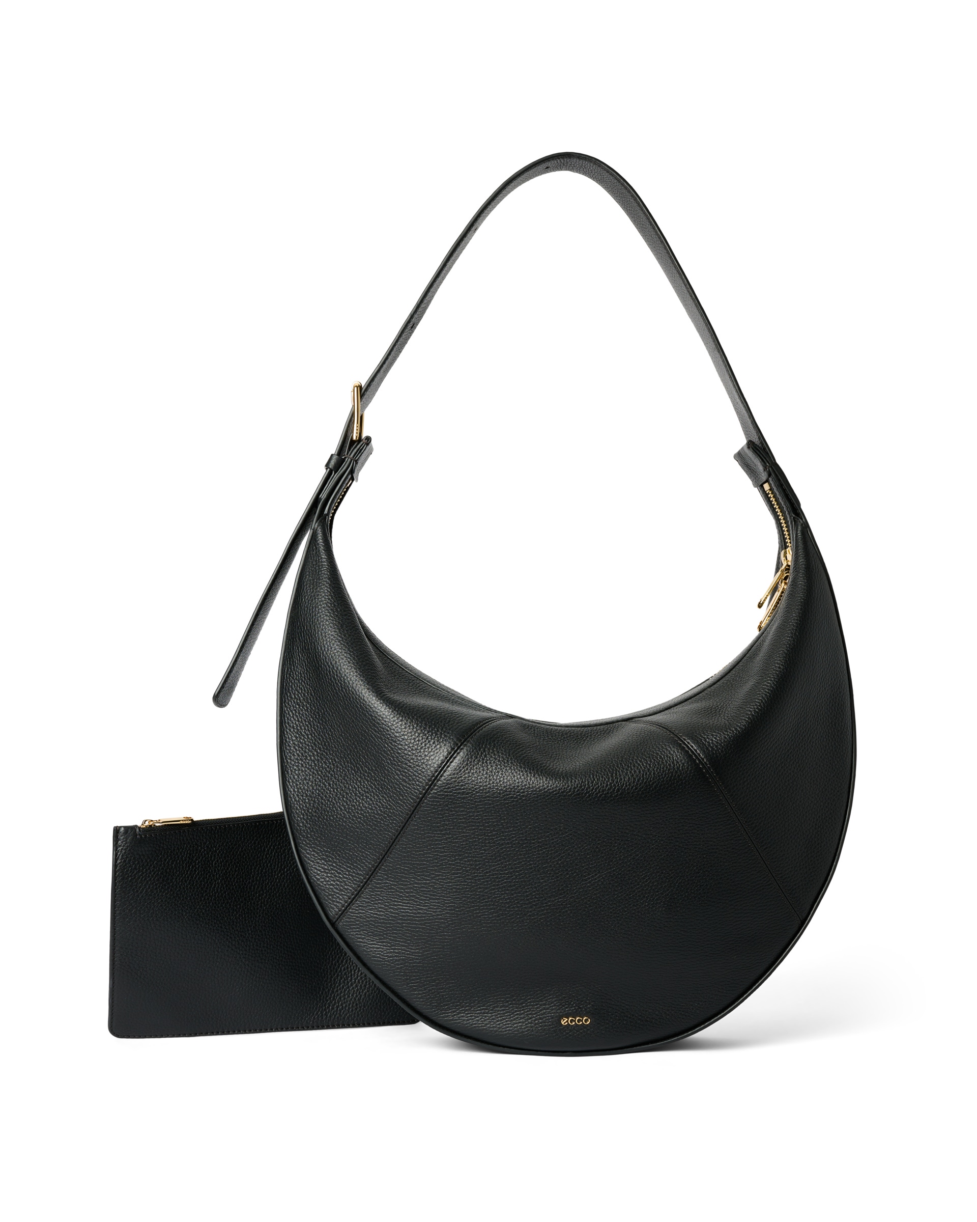 ECCO® Fortune Pebbled Leather Crossbody Bag - Black - Main