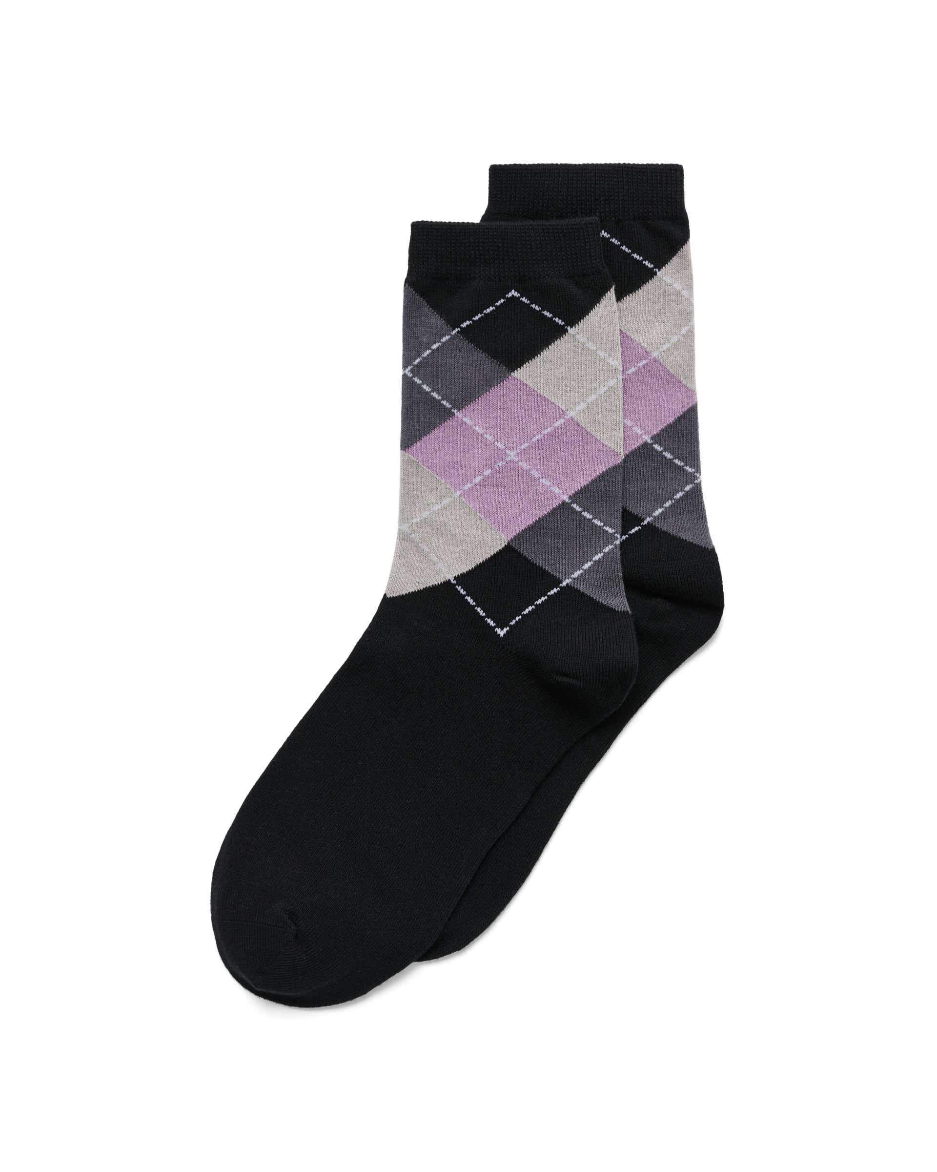 Women's ECCO® Classic Harlequin Mid-Cut Socks - Brown - Main