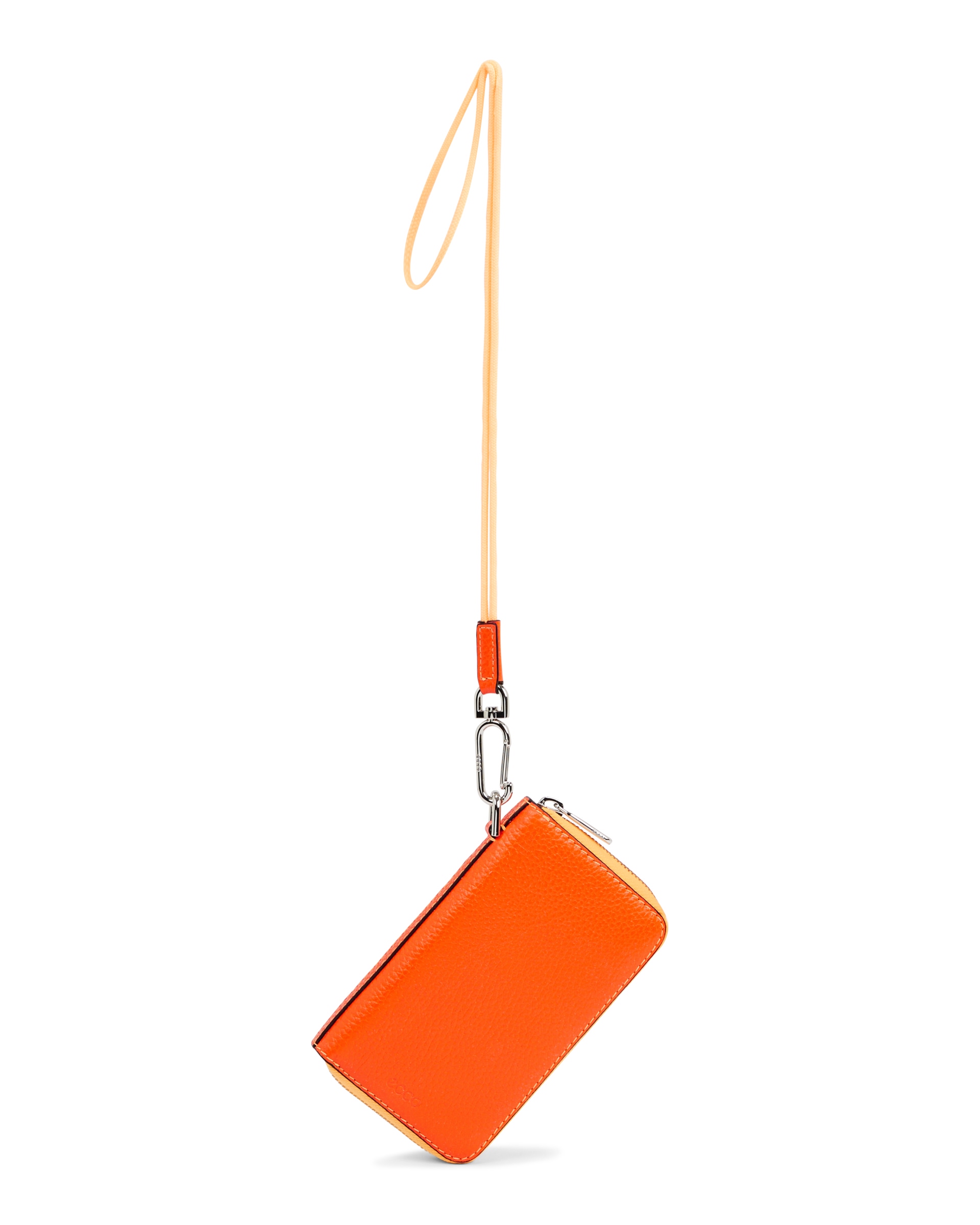 ECCO® Wallet Zip Around Pebbled Leather Pouch Wallet - Orange - Main
