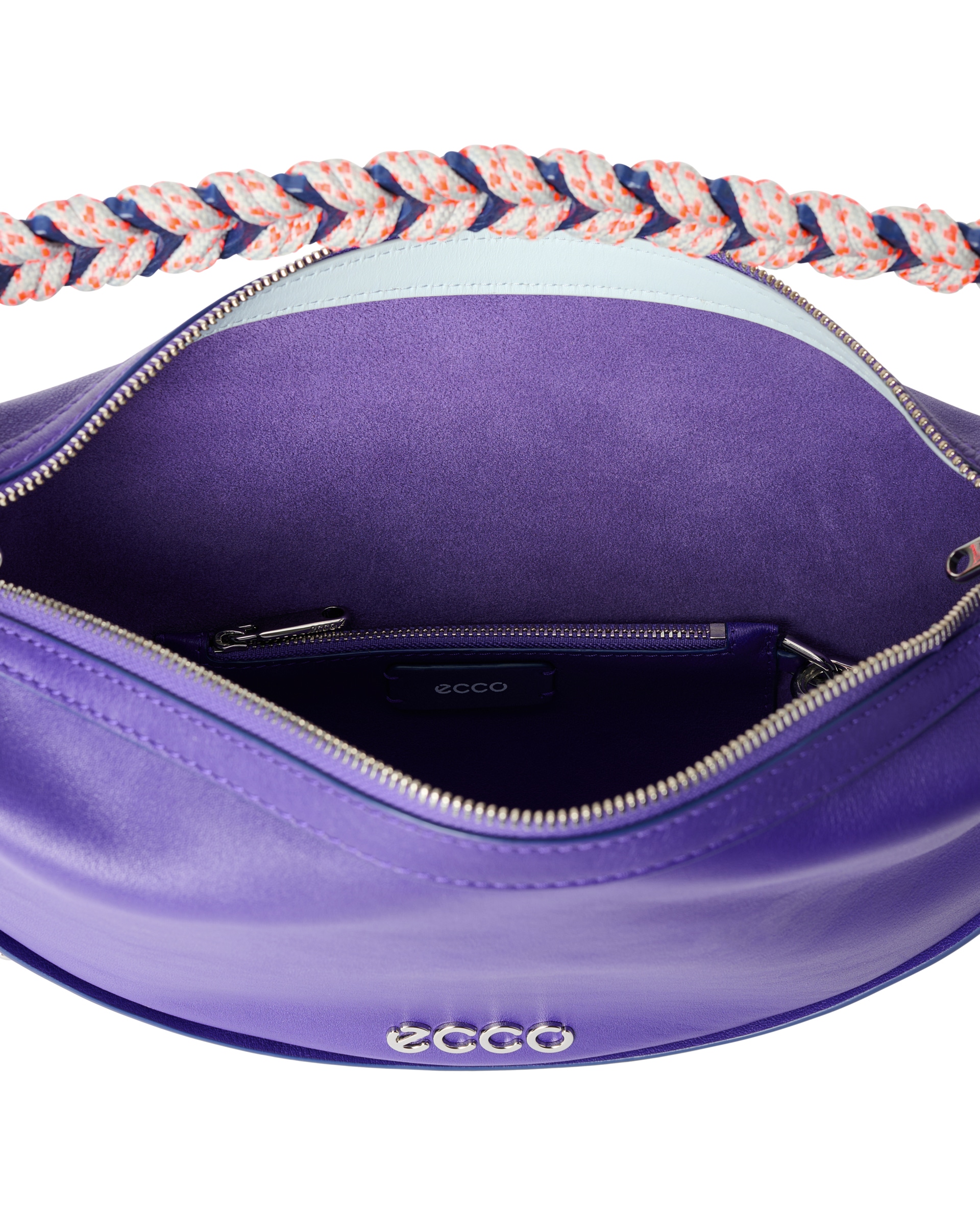 ECCO® Fortune Medium Soft Smooth Leather Crossbody Bag - Purple - Inside