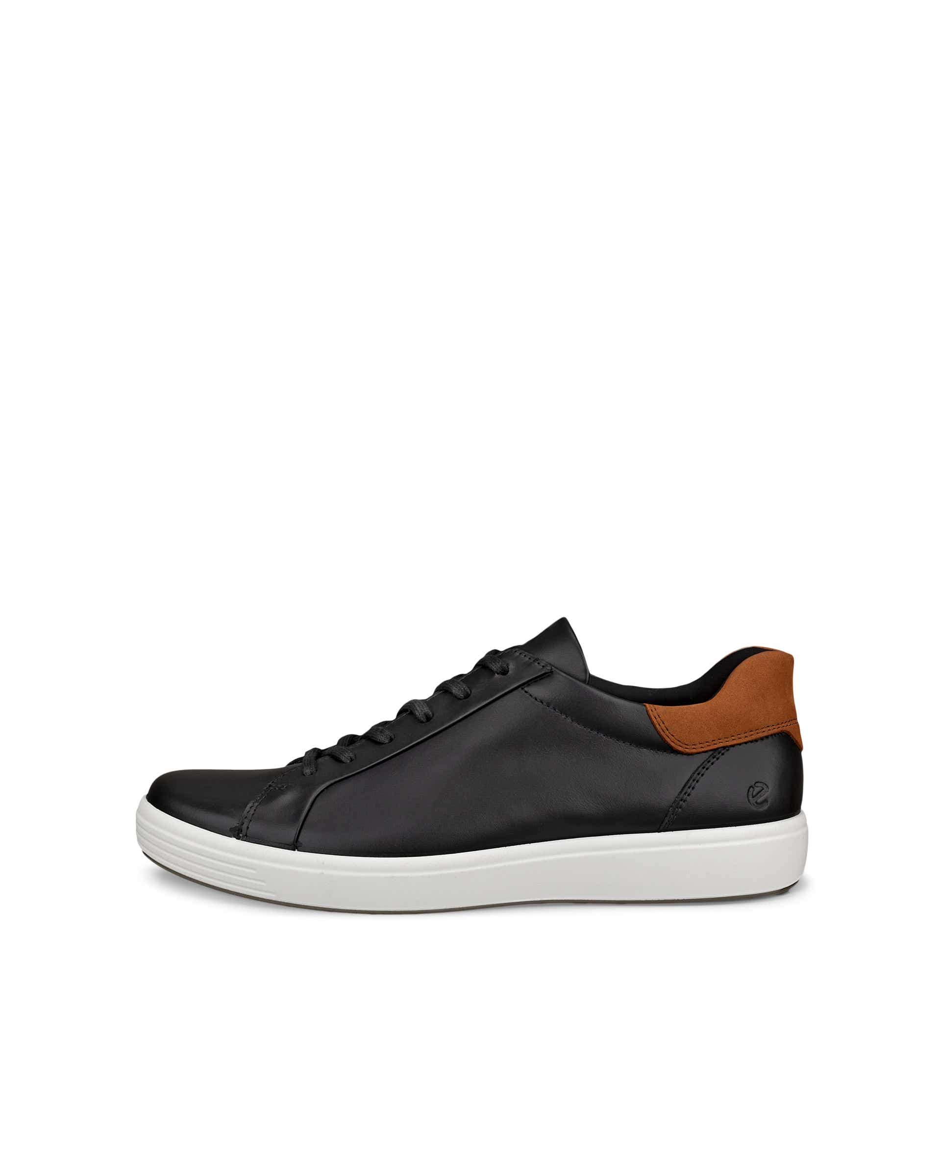 Men's ECCO® Soft 7 Leather Sneaker - Black - Outside