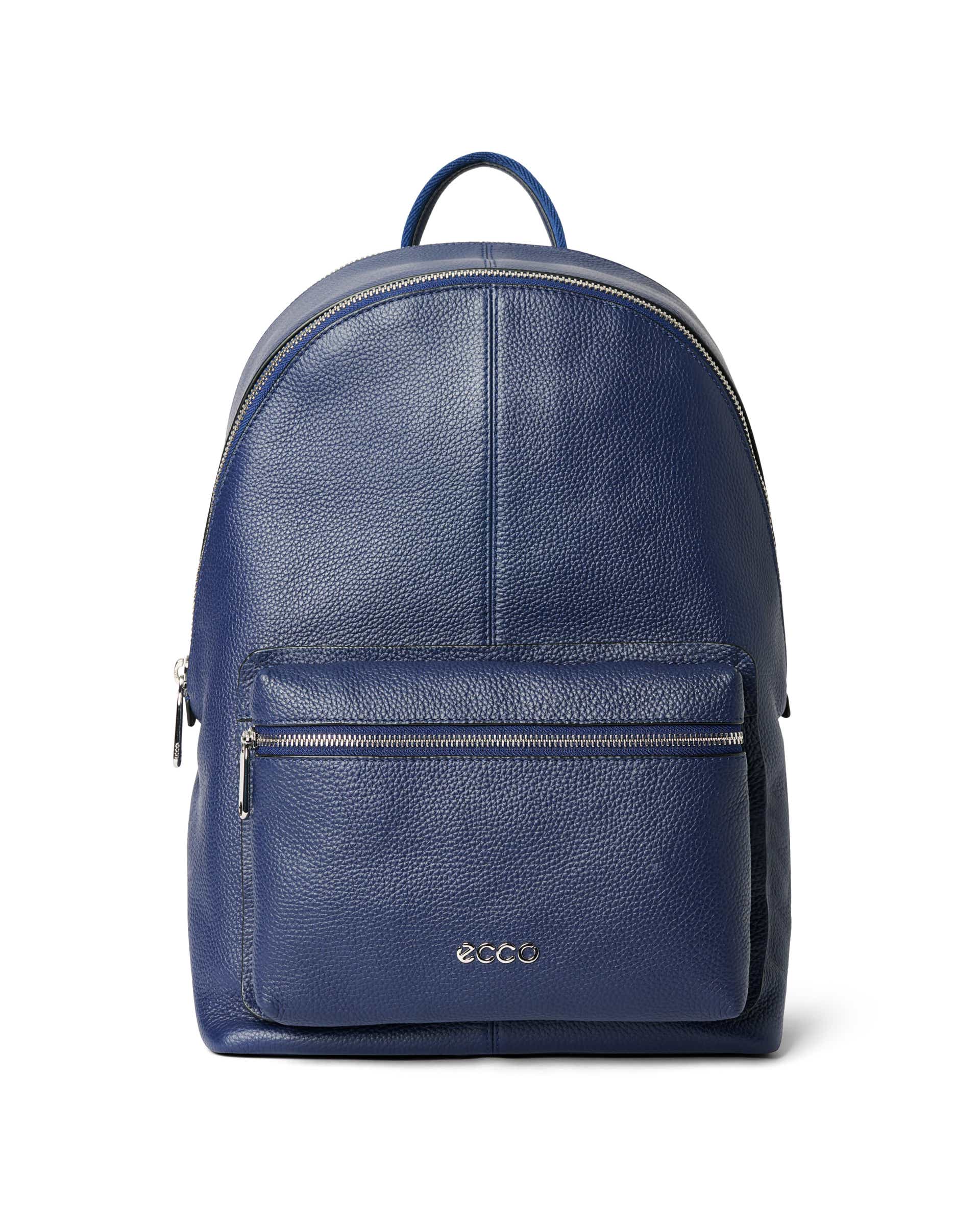 ECCO® Round Pack Large Soft Pebbled Leather Backpack - Blue - Main
